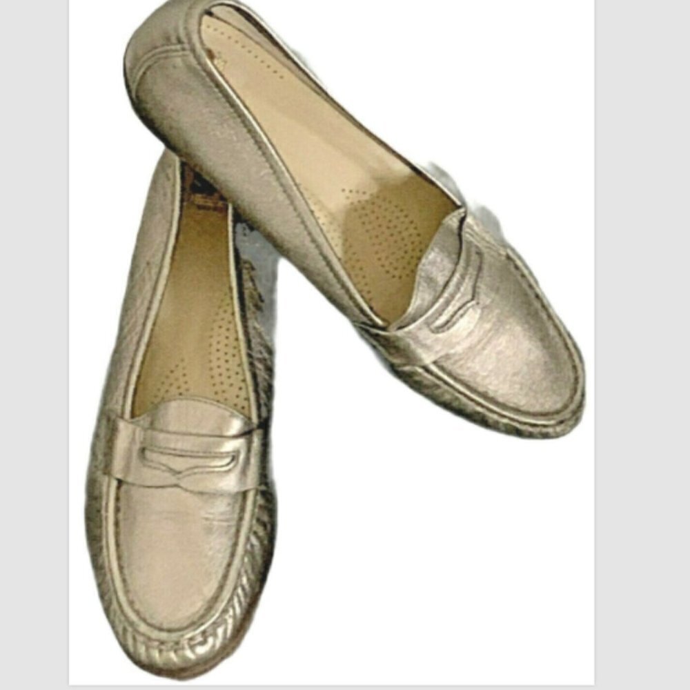 SAS Pewter Leather Comfort Penny Loafers Sz‎ 9-1/2 M #222F - Picture 3 of 11